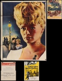 7x221 LOT OF 3 FOLDED INCOMPLETE POSTERS AND 1 PROMO BROCHURE 1960s Secret Passion, Thief of Bagdad!