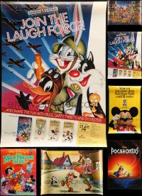 7x357 LOT OF 8 MOSTLY UNFOLDED CHILDREN'S ANIMATION POSTERS 1980s-1990s Bugs Bunny, Disney & more!