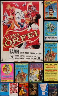7x352 LOT OF 16 MOSTLY FORMERLY FOLDED NON-U.S. CIRCUS POSTERS 1980s-1990s great clown images!