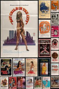 7x083 LOT OF 31 FOLDED SEXPLOITATION ONE-SHEETS 1960s-80s great sexy images with some nudity!