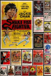 7x070 LOT OF 54 FOLDED KUNG FU ONE-SHEETS 1960s-1980s great images from martial arts movies!