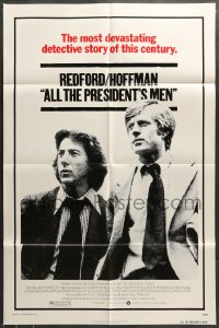 7y035 ALL THE PRESIDENT'S MEN 1sh 1976 Dustin Hoffman & Robert Redford as Woodward & Bernstein!