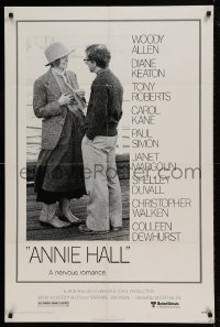 7y047 ANNIE HALL 1sh 1977 full-length Woody Allen & Diane Keaton in a nervous romance!