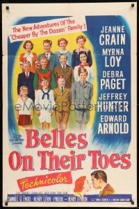 7y073 BELLES ON THEIR TOES 1sh 1952 Jeanne Crain, Myrna Loy, Debra Paget, Jeffrey Hunter!