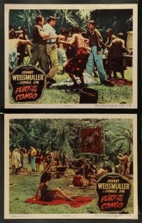 7z932 FURY OF THE CONGO 2 LCs 1951 great images of Johnny Weissmuller as Jungle Jim!