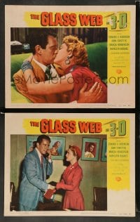 7z935 GLASS WEB 2 3D LCs 1953 Edward G. Robinson, John Forsythe, sexy bad girl Kathleen Hughes!