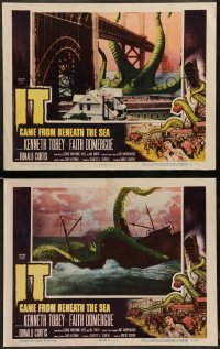 7z943 IT CAME FROM BENEATH THE SEA 2 LCs 1955 Ray Harryhausen, cool special effects monster images!