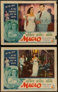 7z951 MACAO 2 LCs 1952 Josef von Sternberg, great images of Robert Mitchum and sexy Jane Russell!