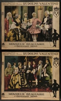 7z955 MONSIEUR BEAUCAIRE 2 LCs 1924 Rudolph Valentino & Bebe Daniels in costume in both cards!