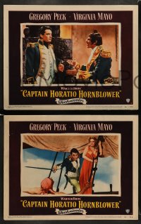 7z658 CAPTAIN HORATIO HORNBLOWER 5 LCs 1951 sailor Gregory Peck & pretty Virginia Mayo!