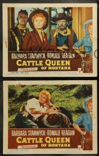 7z613 CATTLE QUEEN OF MONTANA 6 LCs 1954 action images of Native Americans, cowgirl Barbara Stanwyck!