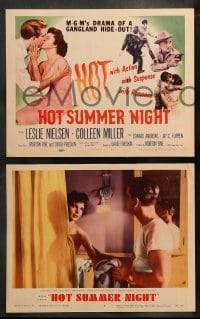 7z228 HOT SUMMER NIGHT 8 LCs 1956 Leslie Nielsen w/ Colleen Miller, drama of a Gangland hide-out!