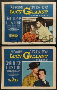 7z628 LUCY GALLANT 6 LCs 1955 cowboy Charlton Heston, Jane Wyman, Thelma Ritter, Wallace Ford