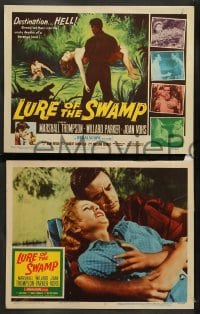 7z295 LURE OF THE SWAMP 8 LCs 1957 two men & a super sexy woman find their destination is Hell!