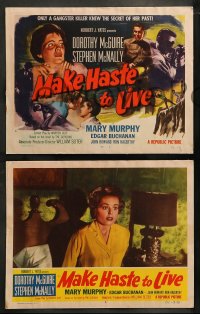 7z298 MAKE HASTE TO LIVE 8 LCs 1954 gangster Stephen McNally knows Dorothy McGuire's secret!