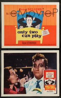 7z357 ONLY TWO CAN PLAY 8 LCs 1962 border art of Peter Sellers, Mai Zetterling & Maskell in bed!