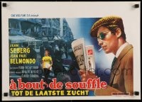 8b140 A BOUT DE SOUFFLE Belgian 1960 Jean-Luc Godard classic, artwork of Jean Seberg & Belmondo!