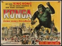8b063 KONGA British quad 1961 great artwork of giant angry ape terrorizing city by Reynold Brown!
