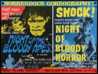 8b065 NIGHT OF THE BLOODY APES/NIGHT OF BLOODY HORROR British quad 1970s bloody & sexy horror!