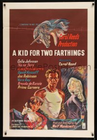 8b051 KID FOR TWO FARTHINGS English 1sh 1956 art of sexy Diana Dors, directed by Carol Reed!
