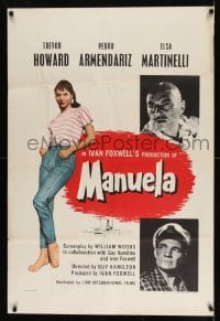 8b052 MANUELA English 1sh 1957 Trevor Howard, Pedro Armendariz, full-length Elsa Martinelli!