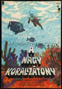 8b469 A NAGY KORALLZATONY Hungarian 16x22 1969 different ocean diving artwork by Robert Muray!