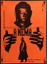 8b470 A NEMA Hungarian 16x22 1965 different art of a monk with Buddha statue by Gyorgy Deak!