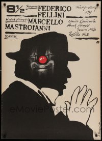 8b818 8 1/2 Polish 27x37 R1989 Federico Fellini classic, cool different art by Andrzej Pagowski!