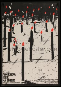 8b708 AND AGNES CHOSE TO DIE Polish 23x33 1978 stark candle artwork by Jacek Neugebauer!