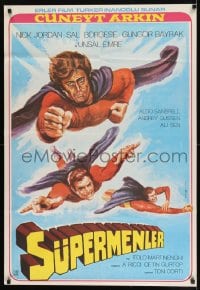 8b103 3 SUPERMEN AGAINST GODFATHER Turkish 1979 wonderful art of flying superheros!