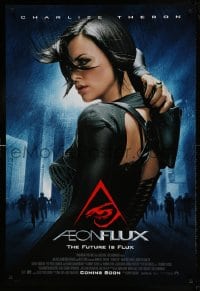 8c030 AEON FLUX advance DS 1sh 2005 sexy futuristic Charlize Theron in black outfit!