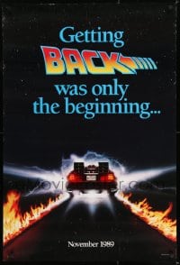 8c087 BACK TO THE FUTURE II teaser DS 1sh 1989 great image of the Delorean time machine!