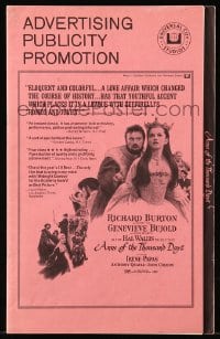 8d027 ANNE OF THE THOUSAND DAYS pressbook 1970 King Richard Burton & Genevieve Bujold!