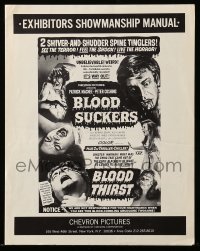 8d056 BLOOD SUCKERS/BLOOD THIRST pressbook 1971 Peter Cushing, wacky horror double-bill!