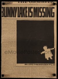 8d071 BUNNY LAKE IS MISSING pressbook 1965 directed by Otto Preminger, really cool Saul Bass art!