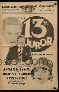 8d001 13TH JUROR pressbook 1927 Anna Q. Nilsson, Francis X. Bushman, Walter Pidgeon, rare!