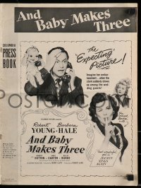 8d025 AND BABY MAKES THREE pressbook 1949 Robert Young, Barbara Hale, wacky art of baby!