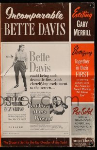 8d029 ANOTHER MAN'S POISON pressbook 1952 first lady of the screen Bette Davis, Gary Merrill!
