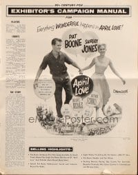 8d030 APRIL LOVE pressbook 1957 romantic images of Pat Boone & pretty Shirley Jones!