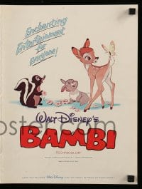8d034 BAMBI pressbook R1966 Walt Disney cartoon deer classic, great art with Thumper & Flower!