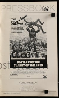 8d036 BATTLE FOR THE PLANET OF THE APES pressbook 1973 great artwork of war between apes & humans!