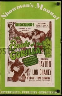 8d062 BRIDE OF THE GORILLA pressbook 1951 sexy Barbara Payton & huge ape, primitive passions!