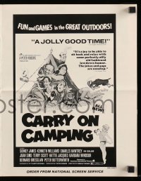 8d080 CARRY ON CAMPING pressbook 1971 AIP, Sidney James, English nudist sex, wacky camping artwork!