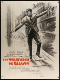 8f490 ADVENTURES OF SALAVIN French 1p 1963 Boris Grinsson art of Maurice Biraud on sidewalk!
