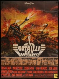 8f517 BATTLE OF THE BULGE French 1p 1966 Henry Fonda, Robert Shaw, cool World War II tank art!