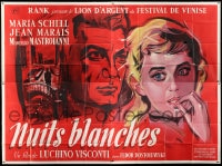 8f009 WHITE NIGHTS French 4p 1957 Visconti, Allard art of Schell & Marais by bridge, Dostoyevsky!