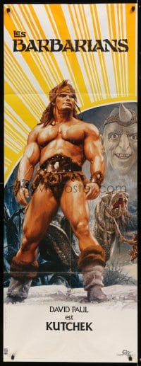 8f055 BARBARIANS French door panel 1987 great artwork of strongman David Paul as Kutchek!