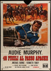 8f240 40 GUNS TO APACHE PASS Italian 1p 1967 different art of Audie Murphy tied up on ground!