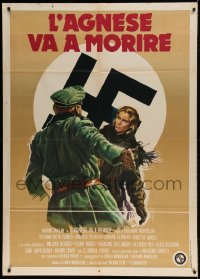 8f247 AND AGNES CHOSE TO DIE Italian 1p 1976 art of Nazi soldier attacking Ingrid Thulin by swastika