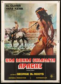 8f081 APACHE WOMAN Italian 2p 1978 sexy artwork of nearly-naked Native American woman tied up!